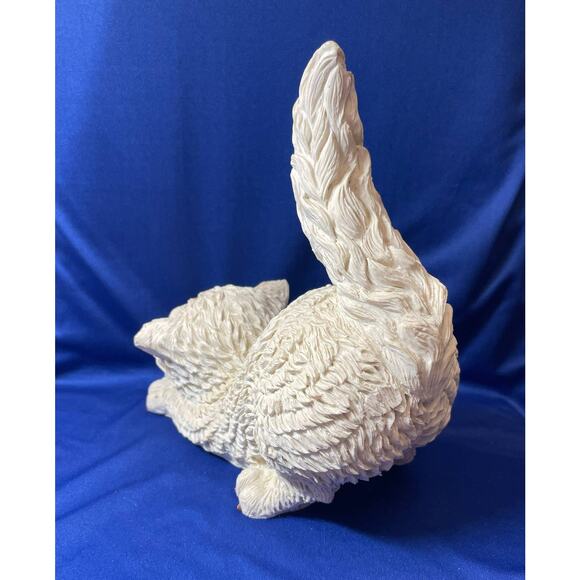 Funny Large Stretching Yawning White Cat Figurine - Picture 4 of 9